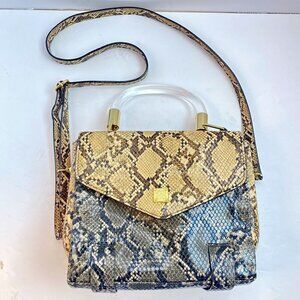 Gianni Bini Snakeskin Print Color Block Crossbody Bag With Clear Handle